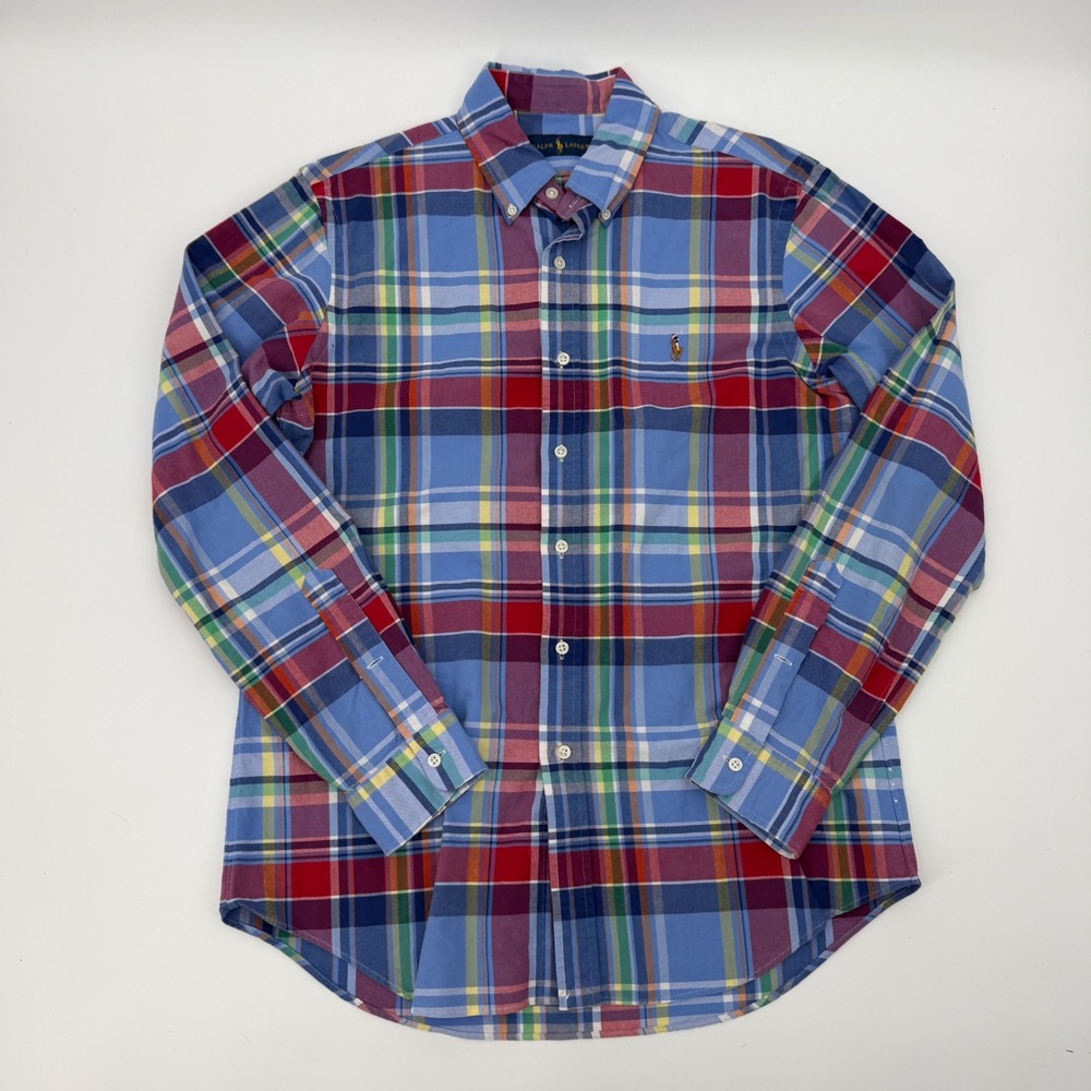 Polo Ralph Lauren Mens Plaid Button Down Shirt Flesh Pony Long Sleeve  Size M